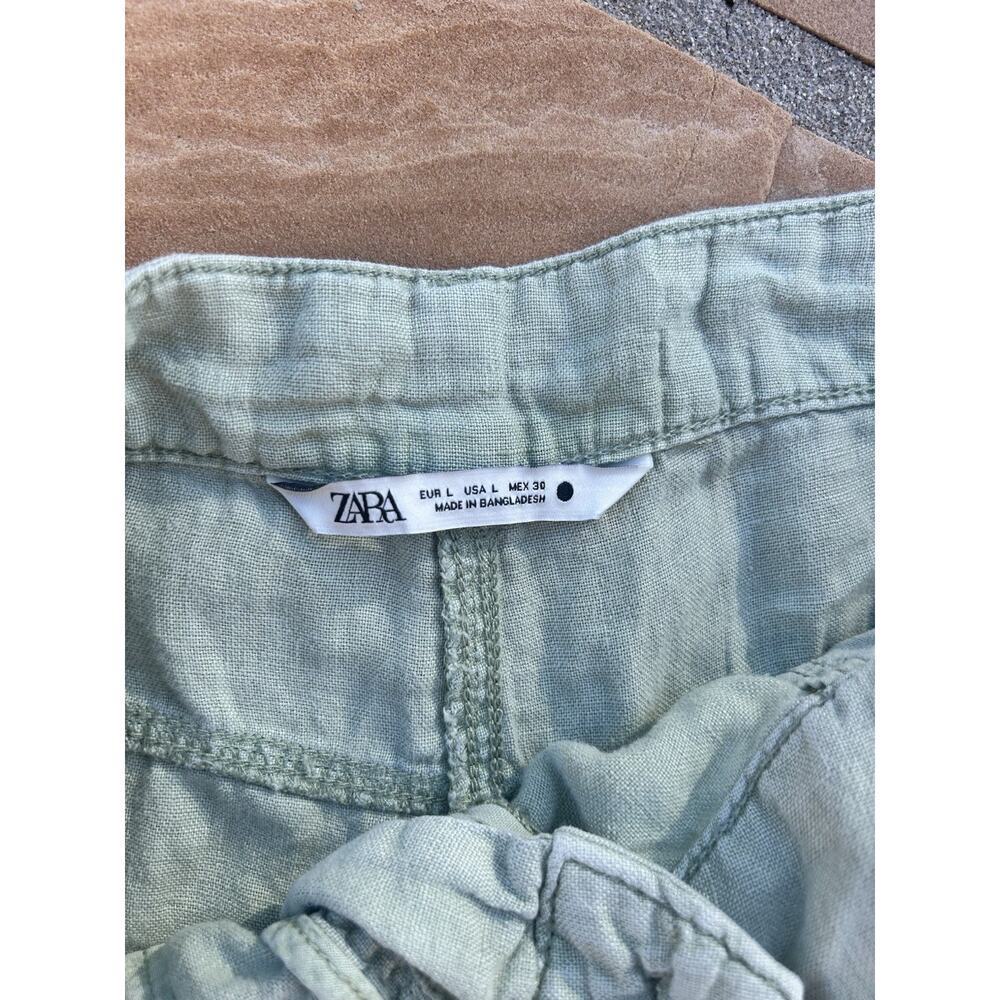 Zara Women’s Cargo Pants Green Lightweight Wide Leg Size Large - Picture 2 of 3